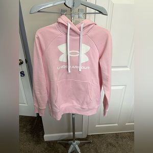 Under Armour Pink Rival Fleece Logo Hoodie Size Small NWT